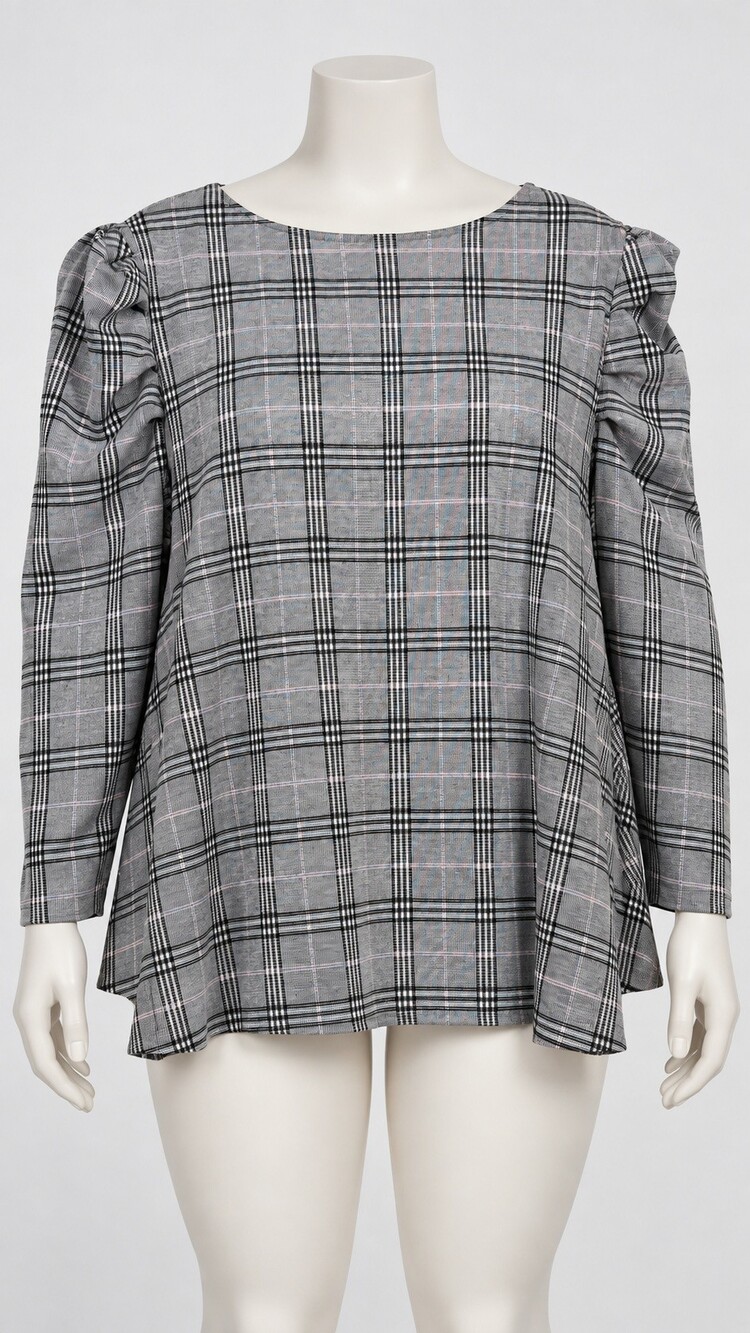 Cato 22/24W Plaid Long Sleeve Top Plus Size Womens Shirt